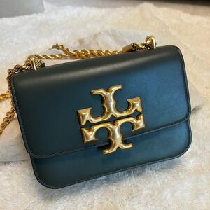 Tory Burch Dark Green Crossbody with Gold Accents